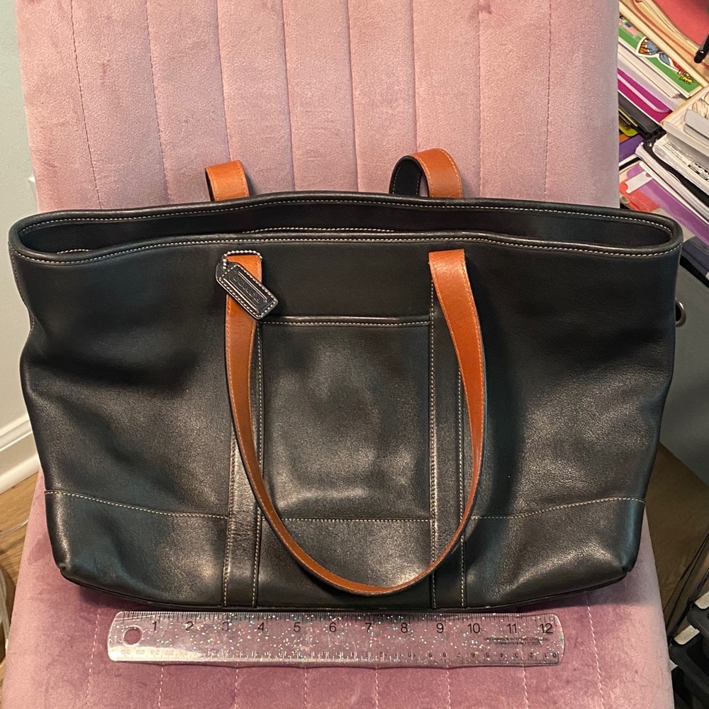 Coach Black and Brown Leather Tote Bag